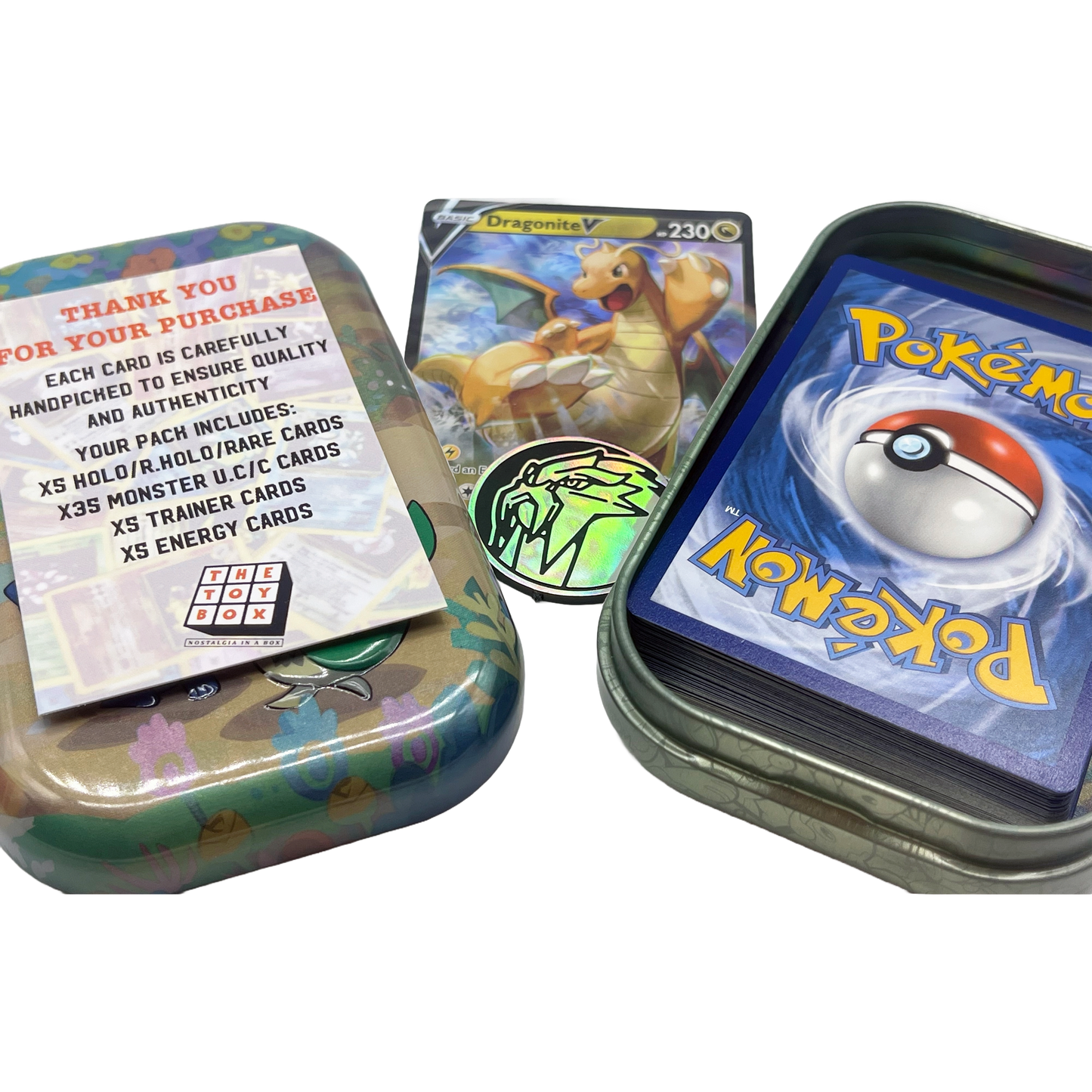 Pokémon Mini Tin Bundle - 50 Assorted Pokémon Cards, 1x Ultra Rare Card & Game Coin