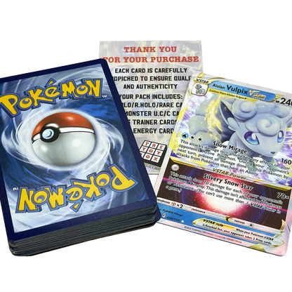 50 Random Pokémon Cards Includes Holos, Rares + 1 Ultra Rare Card