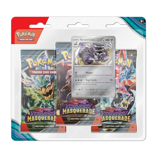 Pokémon Twilight Masquerade 3 Booster Packs & Revavroom Promo Card