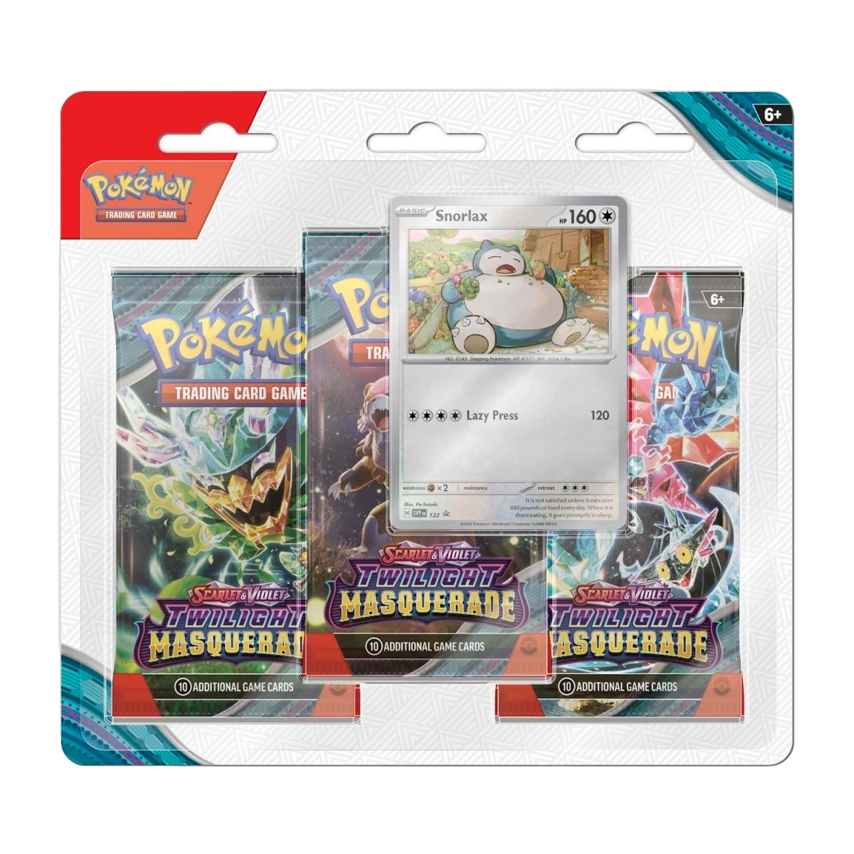 Pokémon Twilight Masquerade 3 Booster Packs & Snorlax Promo Card